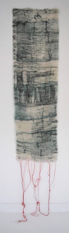 Earth Bound - Collagraph on muslin, pleated and stitched